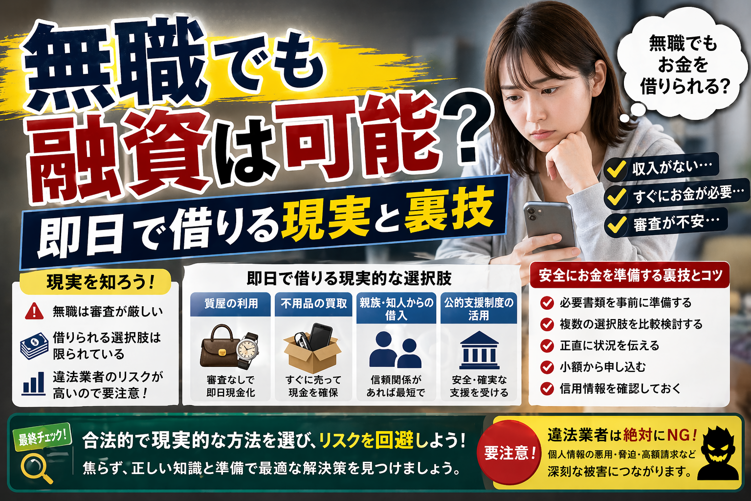 無職でも融資は可能？即日で借りる現実と裏技