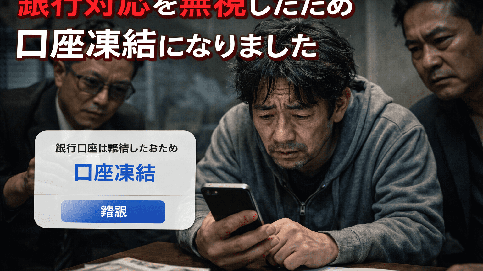 銀行対応は無視すると口座凍結についての画像