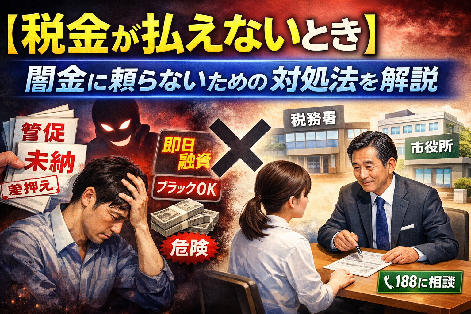 税金が払えないとき、闇金に頼らないための対処法について解説した記事のアイキャッチ画像