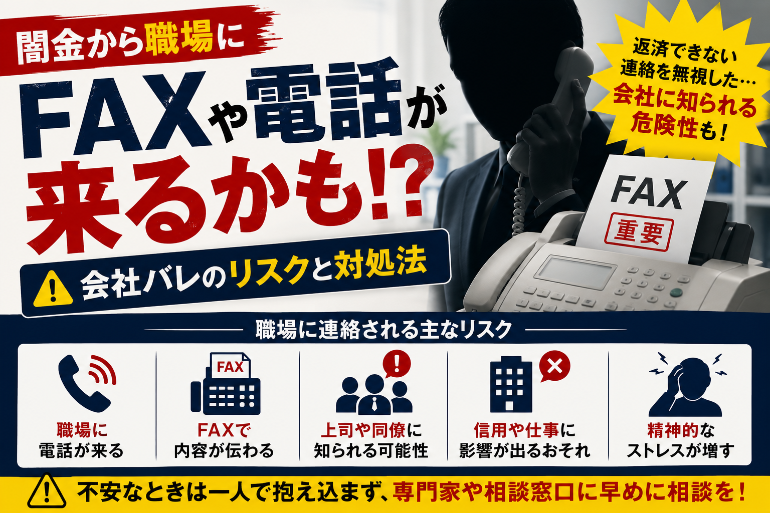 【闇金から職場にFAXや電話？】会社バレのリスクと対処法