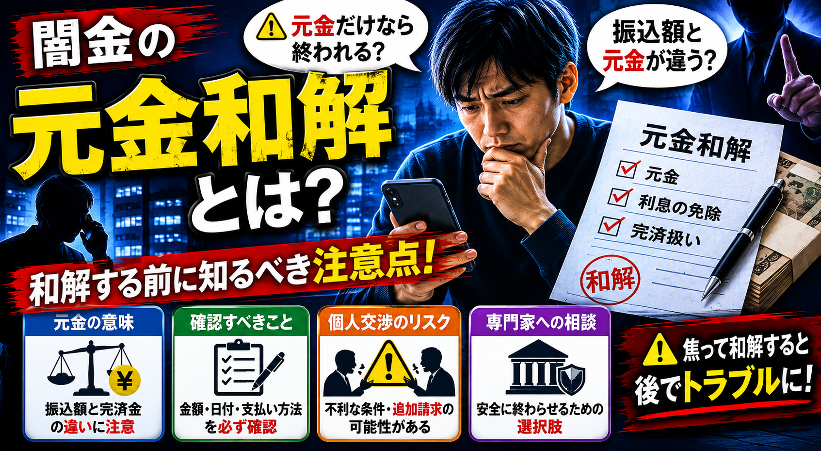 【闇金の元金和解とは？】和解する前に知るべき注意点