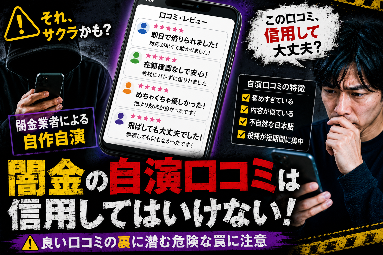【闇金の自演口コミは危険】信用してはいけない理由を解説