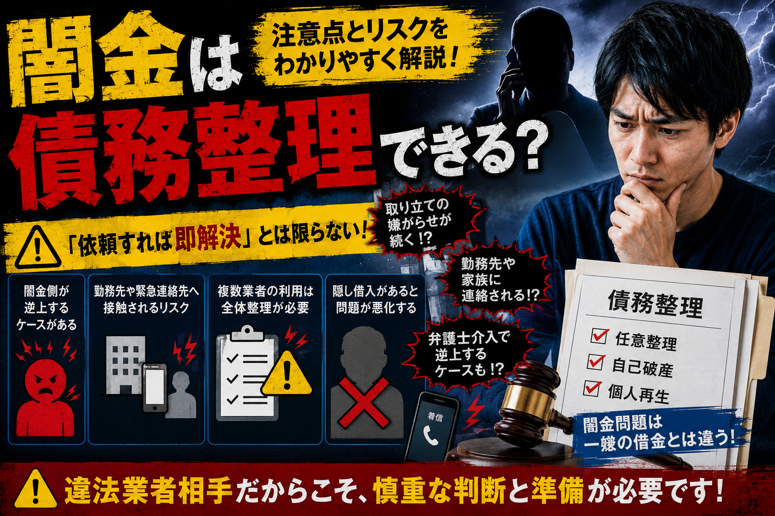 【闇金は債務整理できる？】注意点とリスクを解説